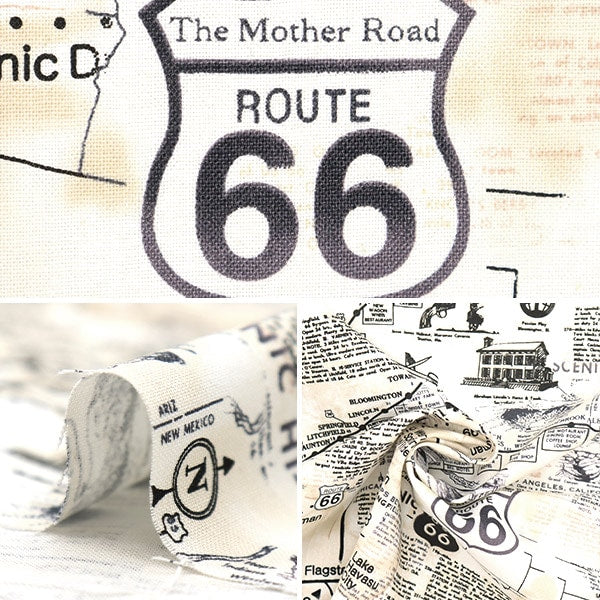 [From quantity 5] Fabric "USA Cotton Map of Route 66 C7529-NATURAL"