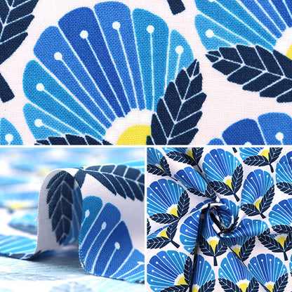 [From quantity 5] Fabric "USA Cotton Blooming Daisy Blue Lv400-DO3"