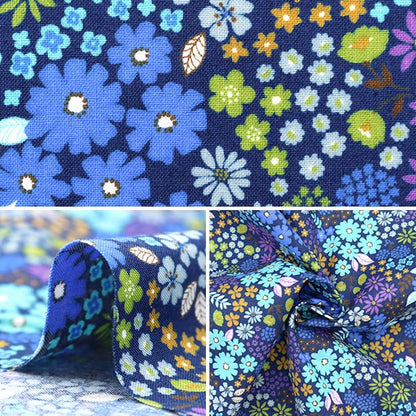 [From quantity 5] Fabric 『Scare PrintPrint floral pattern navy x blue SO-4000-3D]