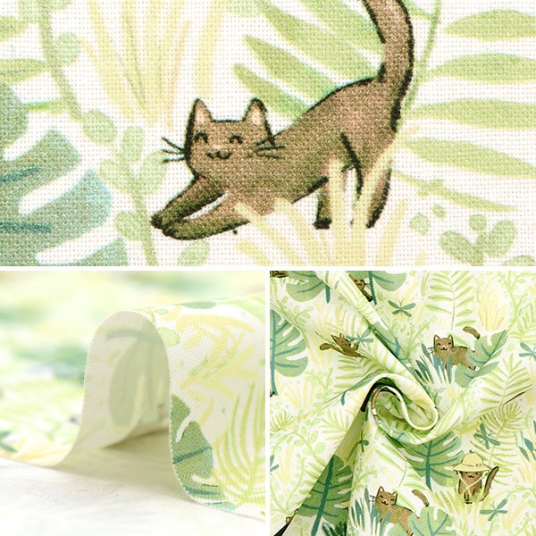 [From quantity 5] Fabric "USA Cotton Kitty Safari DCJ2145-WHITE"