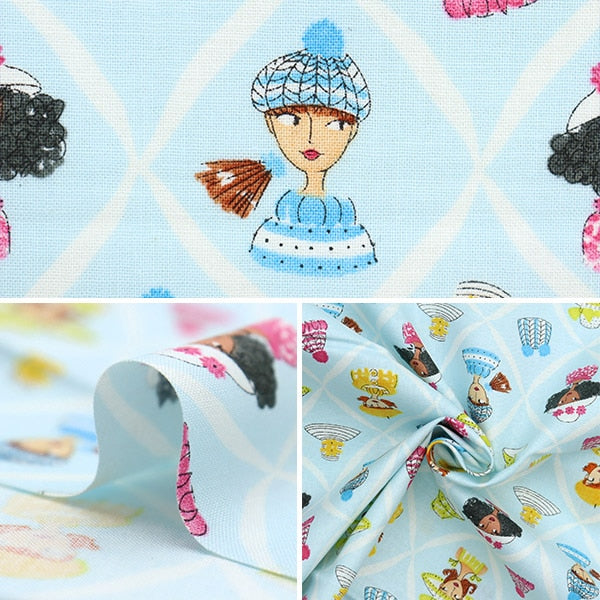 [From quantity 5] Fabric "USA Cotton Happy Hatters Blue Pwak002xblue"