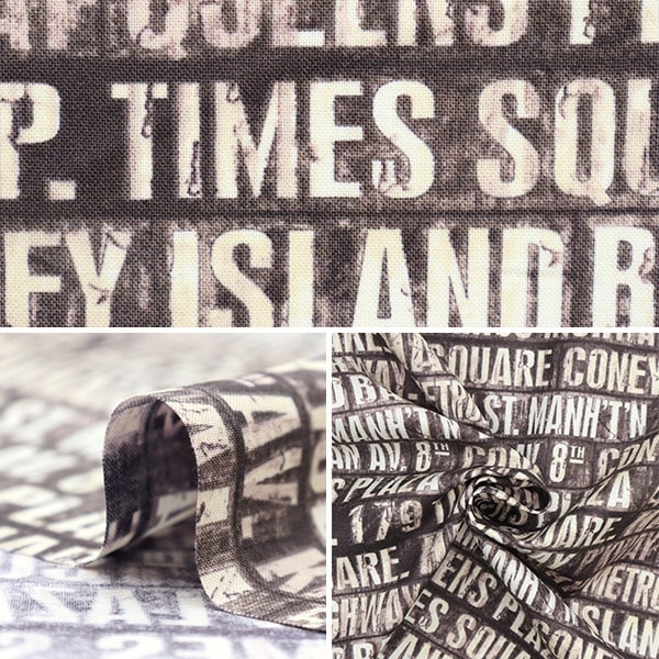 [From quantity 5] Fabric "USA Cotton Subway Signs Charcoal PWTH173CHARCO"
