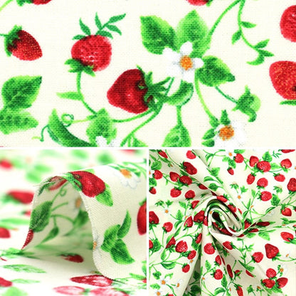 [From quantity 5] Fabric "USA Cotton Small Strawberry on Vine Cream Fruit-C1049"