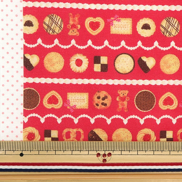 生地 『ミニカットクロス クッキークリーム レッド 約31cm×32cm CMDF-03MC-R』 KIYOHARA 清原