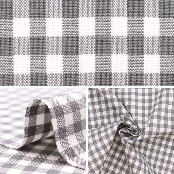 [From quantity 5] Fabric "T/C Gingham Gray 53614-2-1" which is hard to wrinkle
