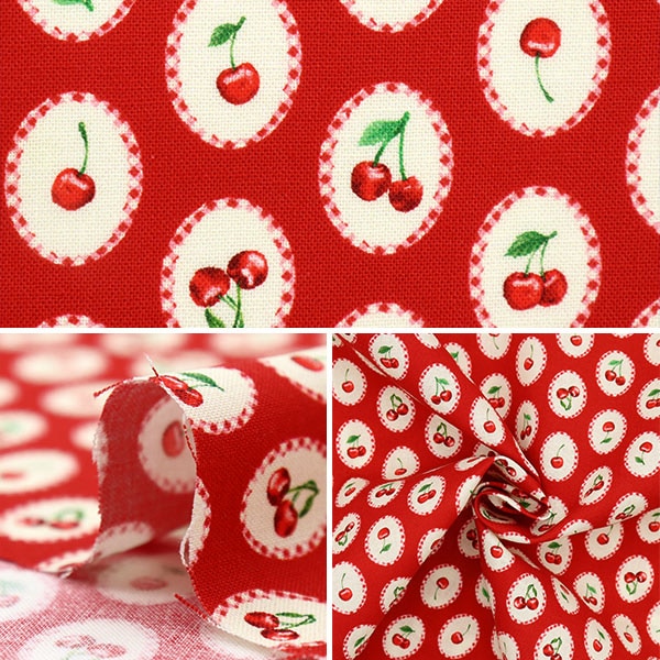 [From quantity 5] Fabric "USA Cotton Oval Cherry Port Latts CD1545-RED"