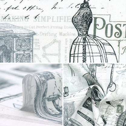 [From quantity 5] Fabric "USA Cotton Vintage Scissers & Sewing On-Text ERA-CD1502-GREY"