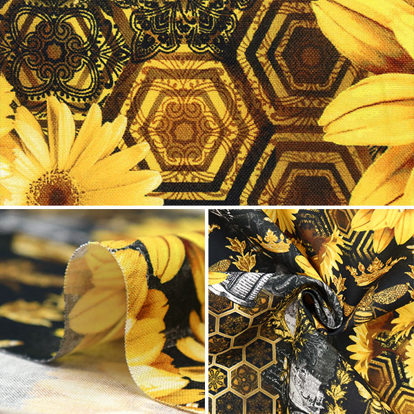 [From quantity 5] Fabric "USA Cotton Queen Bee Pattern CD1351-Black"