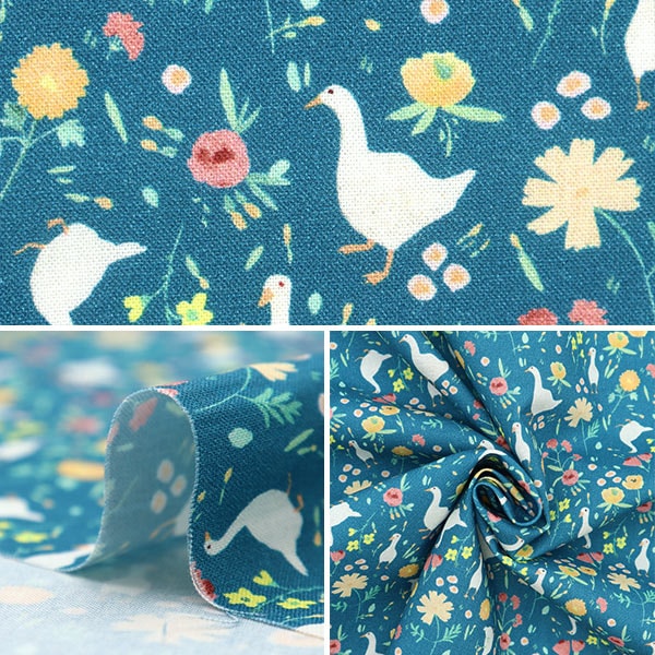 [From quantity 5] Fabric "USA cotton gourd and wild grass pattern CD1556-BLUE"