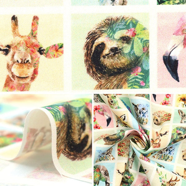 [From quantity 5] Fabric "USA Cotton Animal Port Cream DDC10484-Cream-D"