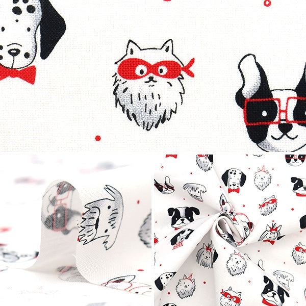 [From quantity 5] Fabric "USA Cotton POSH PUPS White CX10627-WHITE"