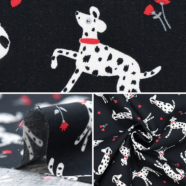 [From quantity 5] Fabric "USA Cotton Paddy Dog Black CX10628-BLACK"