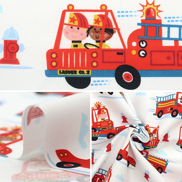 [From quantity 5] Fabric "USA Cotton Fire Brigade White DDC10582-MULT"