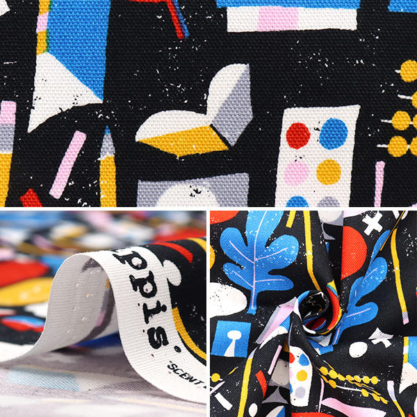 [From quantity 5] Fabric "Kippis (Kippis) Oxford Education Black KPO-63A]