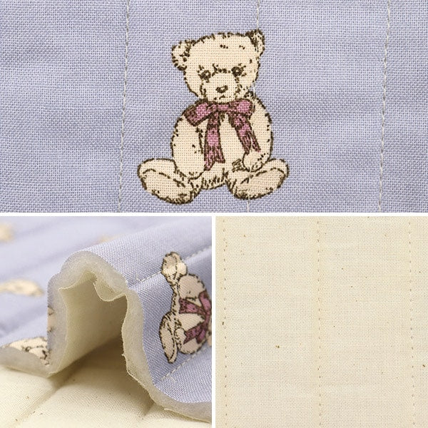 Fabric 『SheetingQuilt Cut Cloth Approximately 105cm x 50cm Milk Latte Kuma-chan Nuance Blue CQMLJS-03A "