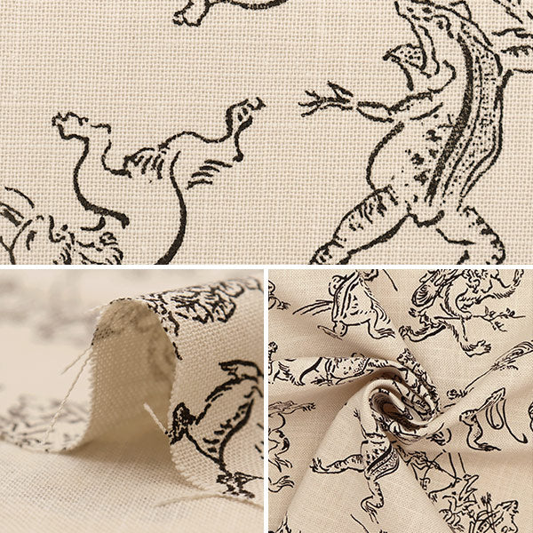 [From quantity 5] Fabric "Ai-colored cloud bird beast 戲 painting style kinari KW-7070-7B"