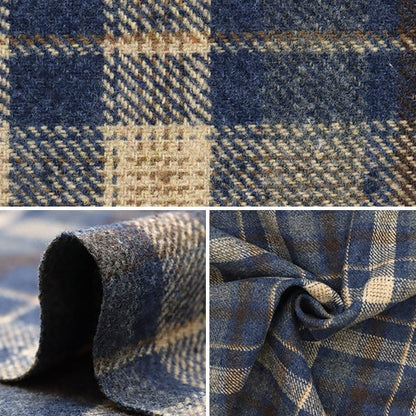 [From quantity 5] Fabric "Wall blend soft texture washable check blue woolbl-chbl"