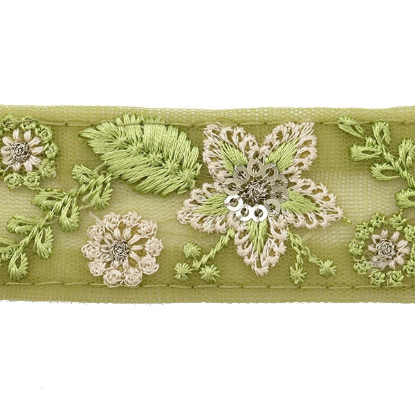 [來自數量5]手工藝品飾邊 “ 2022印度刺繡飾邊 45127a]