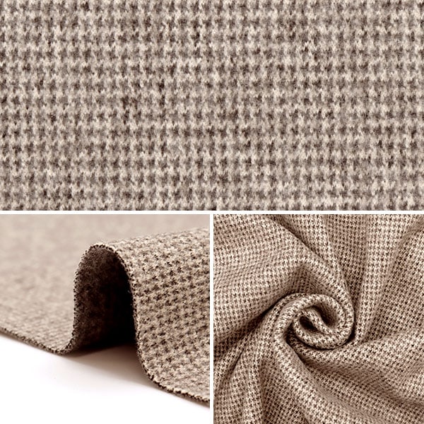 [From quantity 5] Fabric "Washing wool-like check cream x brown wlike-che-A"