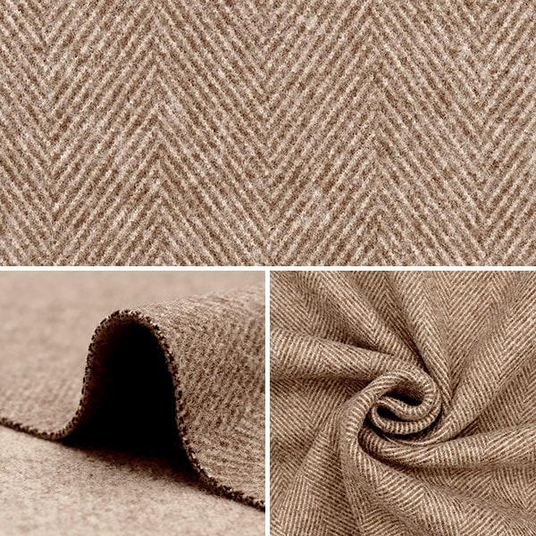 [From quantity 5] Fabric "Washed woollike herringbone beige x brown wlike-Her-A"