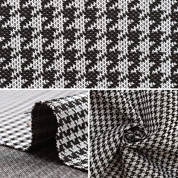 [From quantity 5] Fabric "Knit Chidori White x Black BK44189-BK"