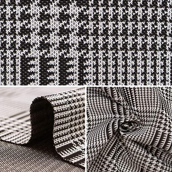 [From quantity 5] Fabric "Knit Glen Check White x black BK44226-BK]
