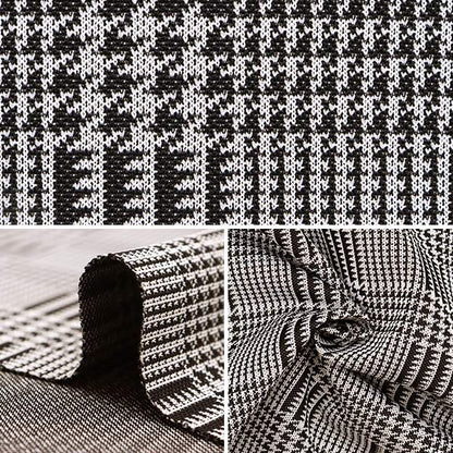 [From quantity 5] Fabric "Knit Glen Check White x black BK44226-BK]