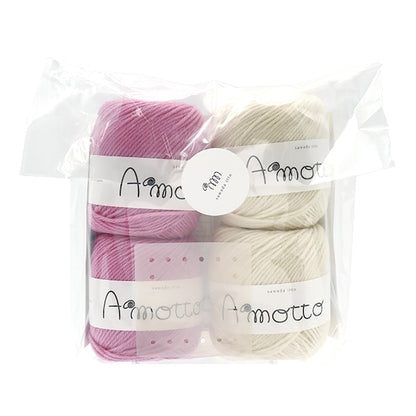 編み物キット 『Amottoトライアングルバッグキット ホワイト×チェリーブロッサム A-001』