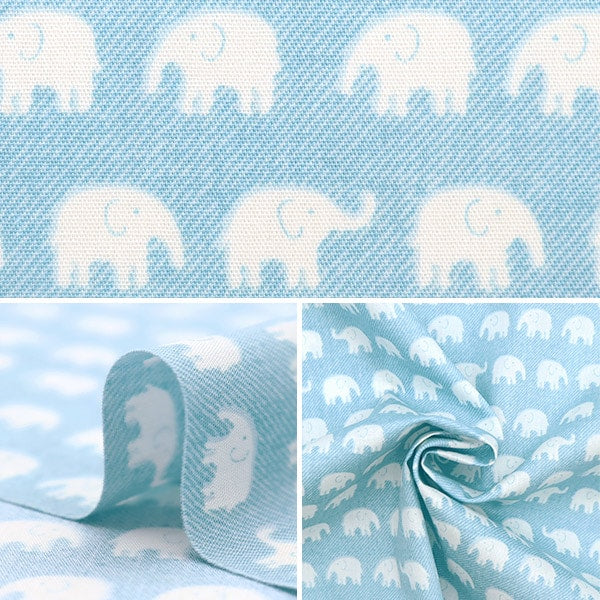 [From quantity 5] Fabric 『Poplin Home Collection Elephant Denim Tone DH11724S-J]