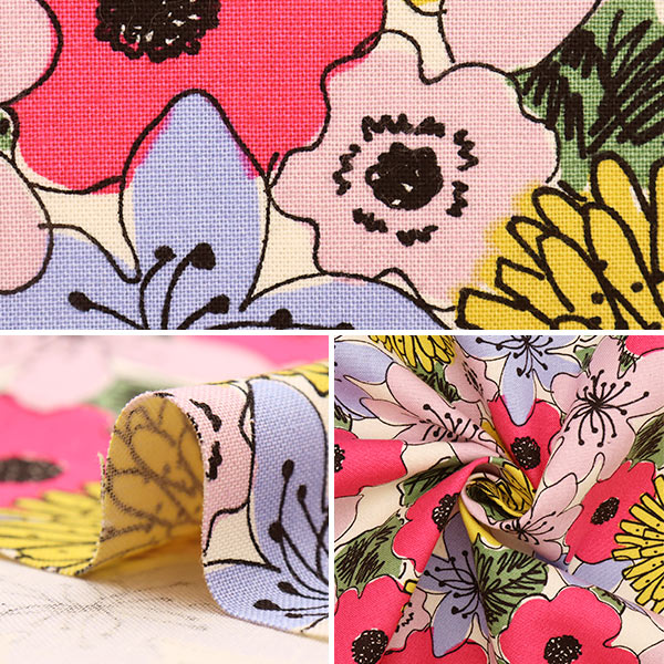 [From quantity 5] Fabric "Ukonoko Fool No. 10 Canvas HANA Pattern Up5838-A" COTTON KOBAYASHI
