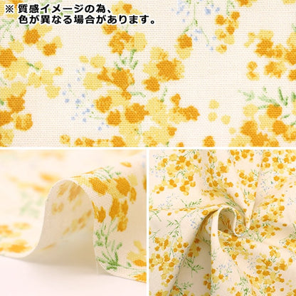 [From quantity 5] Fabric "Cotton hemp canvas flower language Mimosa total pattern pink 142-1291-A2"