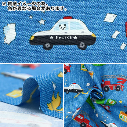 [From quantity 5] Fabric 『Oxford Working car pattern navy coca-work-b]
