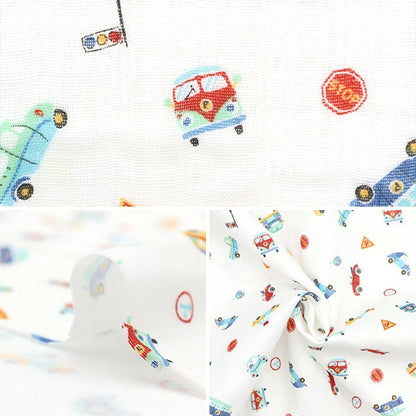 [From quantity 5] Fabric 『double gauze Car toy pattern White AP31902-1A "