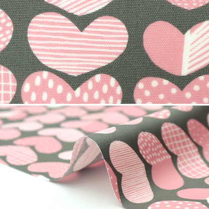 [From quantity 5] Fabric "Kippis (Kippis) OxfordLaminate Heart Brown KPOR-17B]