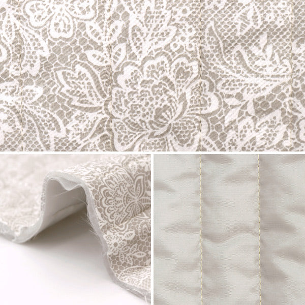 [From quantity 5] Fabric "Cotton Satin Quilt Nerori Rose Romantic Lace Gray NRF-02Q-GRY"