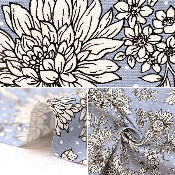 [From quantity 5] Fabric 『Oxford Etching Flower Blue 38108-1B]