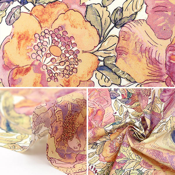 [From quantity 5] Fabric "Liberty Fabric Recycled Nylon Lipstop Rose Zandy 15-3635180-AR" Liberty Japan