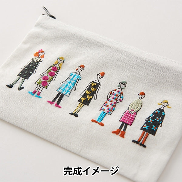 Embroidery Fabric "100 neresan sewn zip pouch white white Kazue Nakajima 542205" LECIEN Lecien COSMO Cosmo