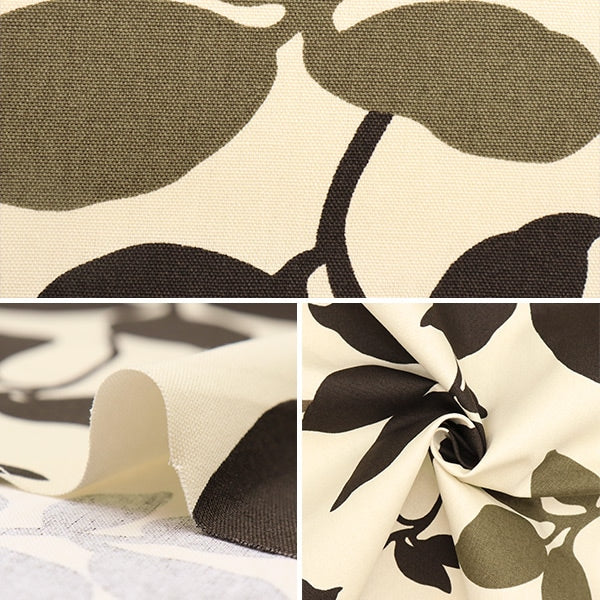 [From quantity 5] Fabric 『OxfordPrint leaf pattern dark brown 36000-601E]