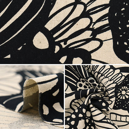 [From quantity 5] Fabric "Cotton hemp canvas Life Force Flower Natural Black YK-LIFL-A"