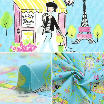 [From quantity 5] Fabric "USA Cotton Bonjour Paris Pwak019-Xblue"
