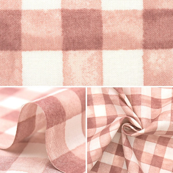 [From quantity 5] Fabric 『Scare Print Simple Happiness Check Pink SO-56700-3A]