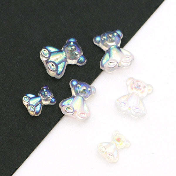 レジン材料 『ビジュクレール 熊パーツ オーロラクリア 大中小×各2個入り 10-3643』 東京交易
