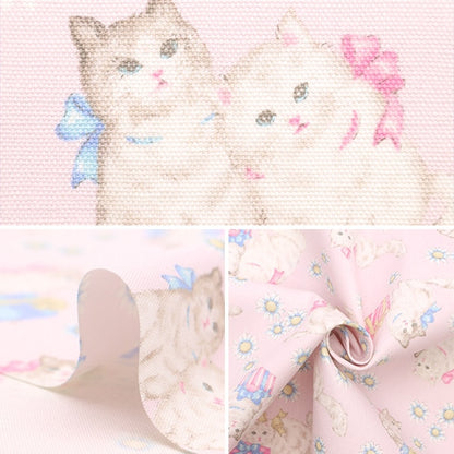 [From quantity 5] Fabric 『Oxford Classical Modern Present Cat Pink CMOF-68-P]