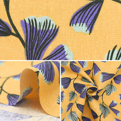 [From quantity 5] Fabric "Cotton hemp canvas coot blue bell yellow FF10512-A"
