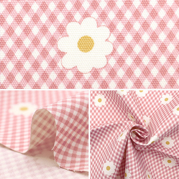 [From quantity 5] Fabric 『Oxford Onnera Gingham x Margaret Pink ON10496-A]