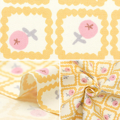 [From quantity 5] Fabric 『Oxford Onnera Scandinavian floral pattern Yellow on10497-A]
