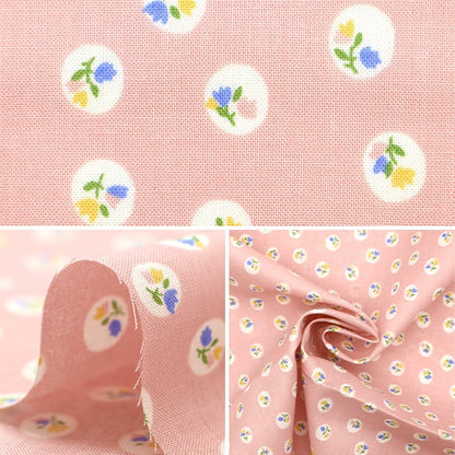 [From quantity 5] Fabric 『Scare Print Home Sister Polka dotsFloral pattern peach HS10499-A]