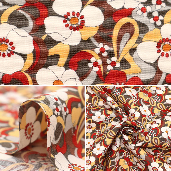 [From quantity 5] Fabric "Broad flower red KTS6866-A" COTTON KOBAYASHI