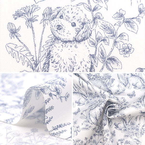 [From quantity 5] Fabric "Cotton Satin Nerori Rose Garden Navy NRF-01NV"